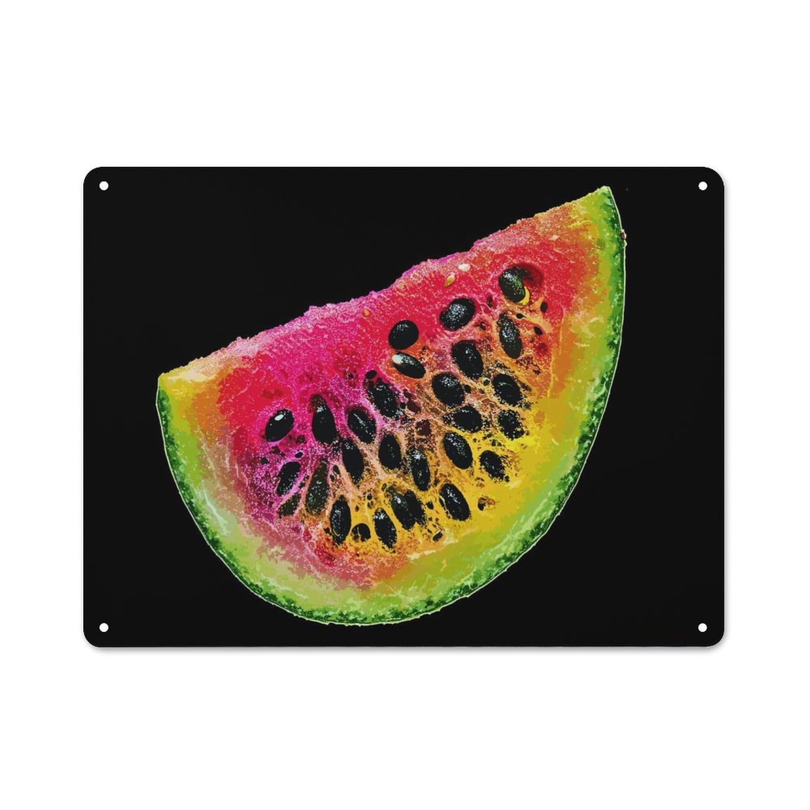 Junmoney Style-14 Tin Sign With Rainbow Watermelon Design 30X40cm, Understated Studio Wall Plaque For Hobby Room, Office, Lounge Or Living Room
