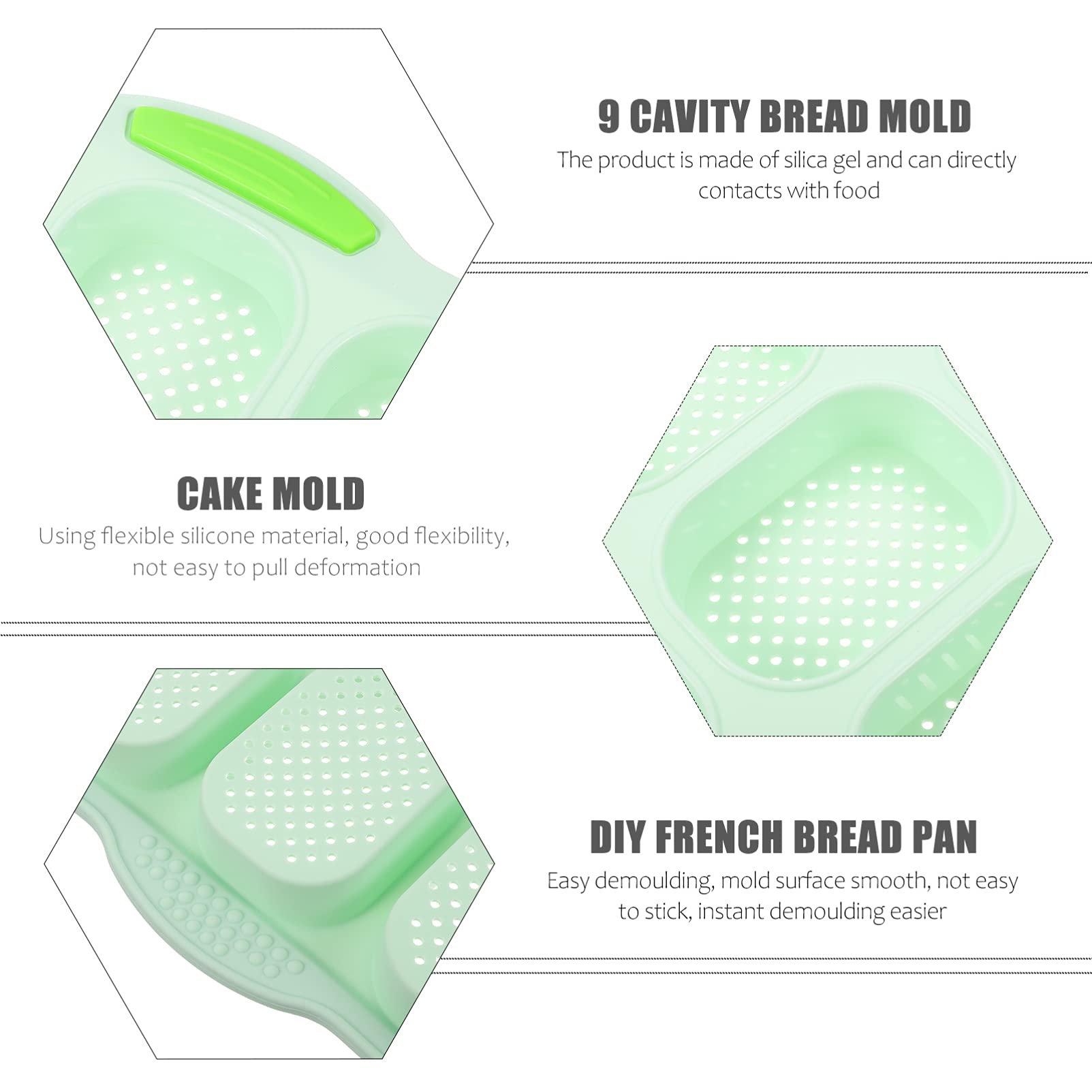 PRETYZOOM Silicone Non Stick Baking Tray for French Bread Flexible Kitchen Baking Mold for Homemade Loaves Easy Release Cake Tray for Daily Baking