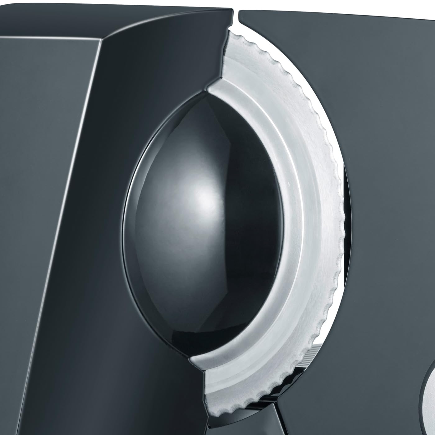 GRAEF Affettatrice STYLE S12002 nera, lama seghettata inox, taglio regolabile 0-20 mm, piastra vetro, blocco sicurezza, pulizia facile