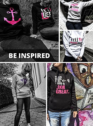 Comedy Shirts - Die mit den Hunden geht - Style1 - Damen Hoodie - Grau/Weiss-Pink Gr. M