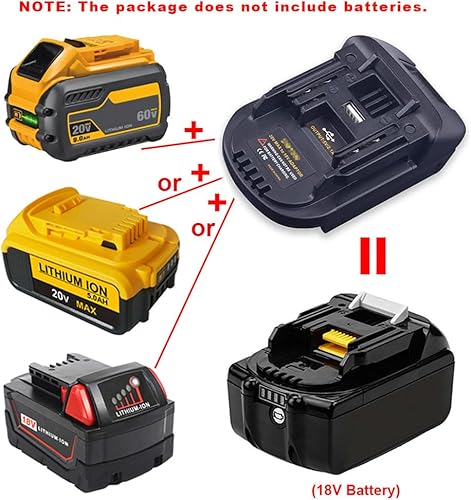 Miniatura 6 de Convertidor para Milwaukee y para adaptador de batería Dewalt a Makita, compatible con baterías de iones de litio Dewalt 20V/Milwaukee M18 18V,
