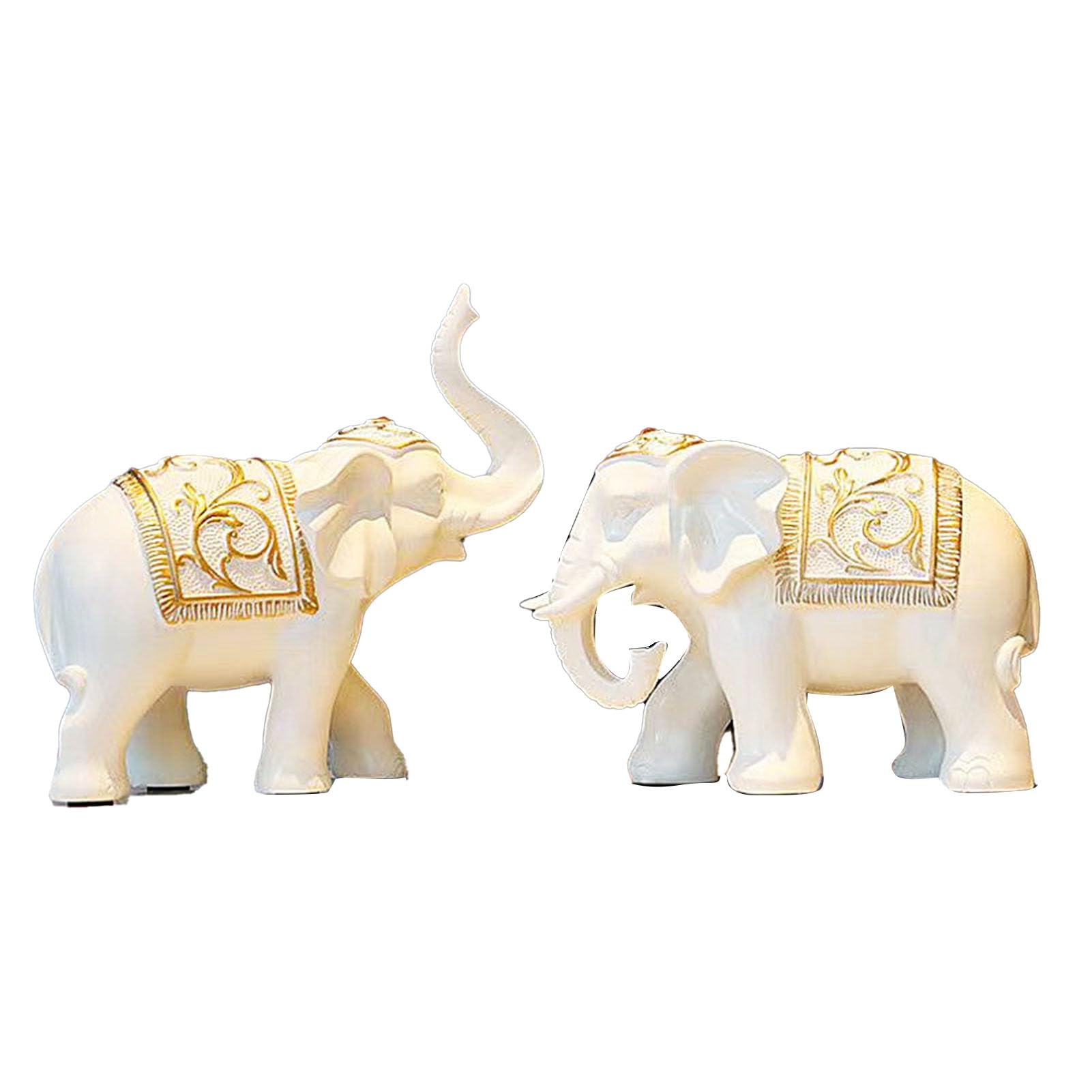 1 coppia di elefanti in resina innovativa, ornamento invitante ricchezza e mantenimento aziendale elefante statua per ufficio soggiorno (beige)