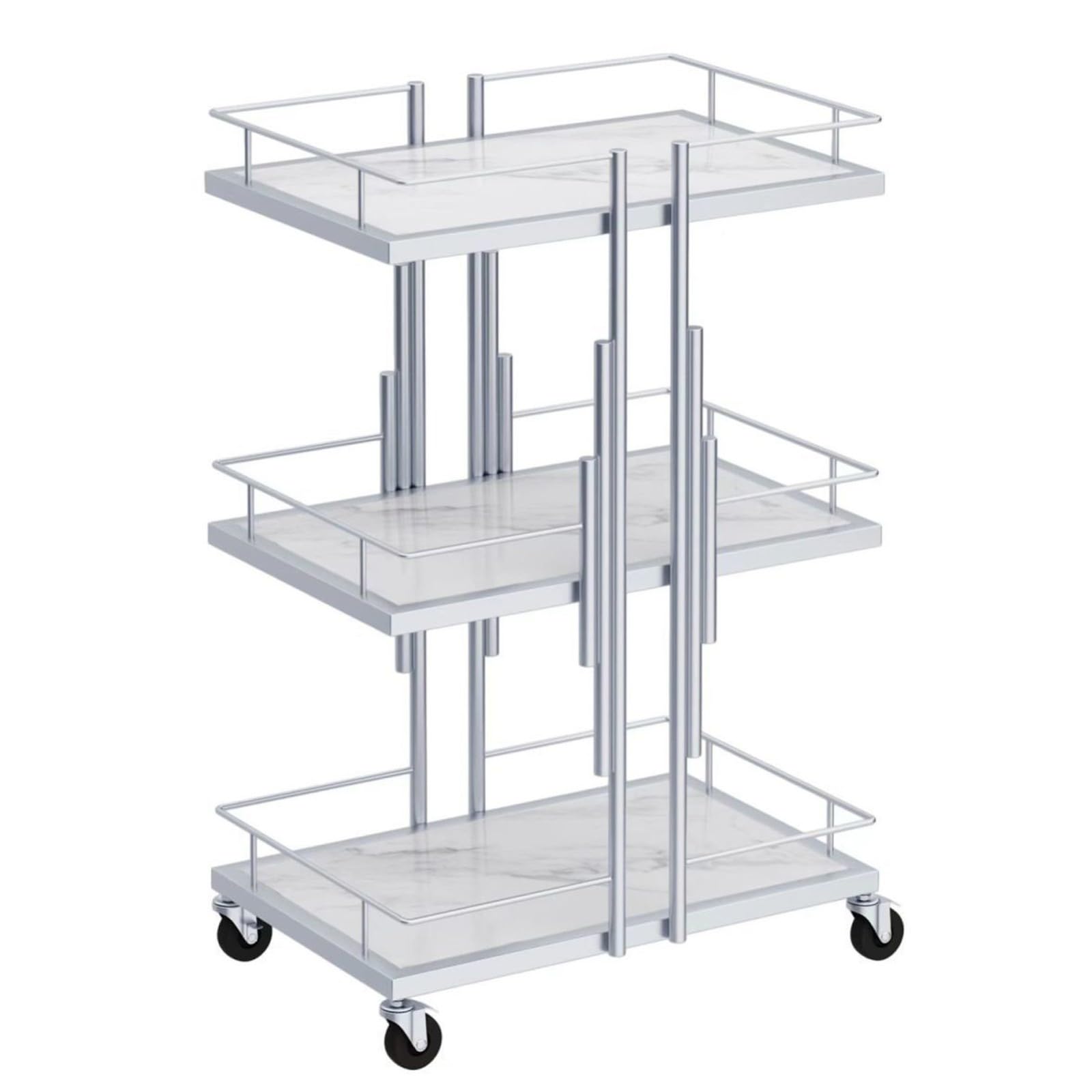 Carrito de barra de 3 niveles con parte superior de mesa, carrito utilitario con ruedas para peluquería, pestañas, spa, tatuajes, manicura, facial, médico, para salón de belleza, uso doméstico