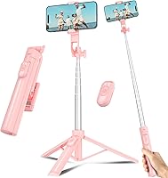 Liphisy 50 Inch Pink Selfie Stick Tripod with Remote for iPhone - Extendable Travel Tripod Phone Holder for Video Recording