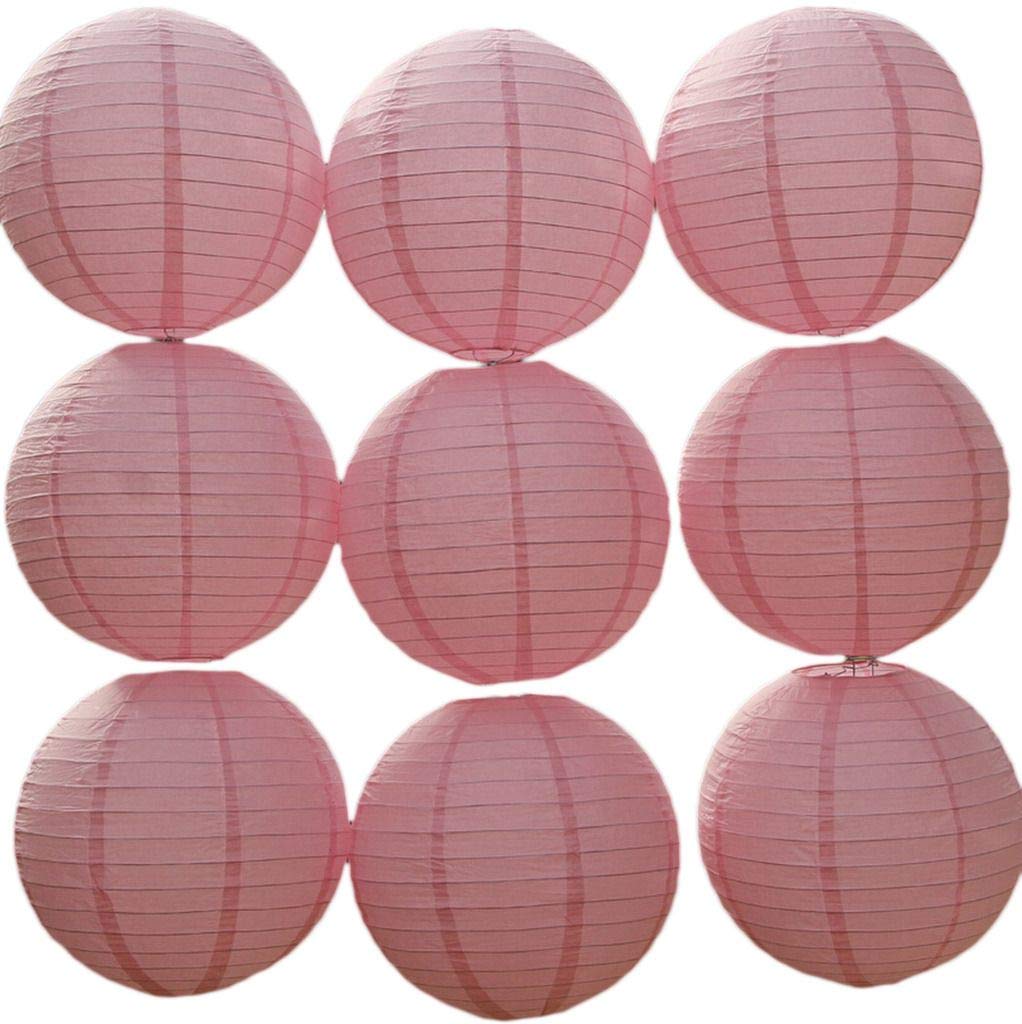 JK Home 9pcs of Set Paper Lantern Hanging Ball Lanterns for Home Decor Party Wedding Pink 10cm/ 4"