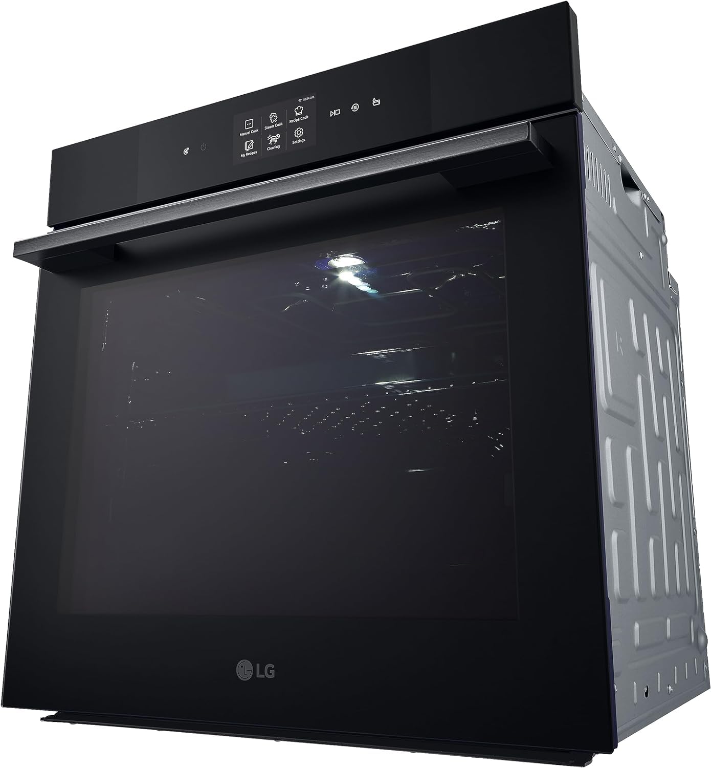 LG InstaView WSED7667M Forno da Incasso 100% Vapore, classe A++, 76L, 250°C, Display Touch 4,3", Air Fry, Sous Vide, Pizza, EasyClean, Wi-Fi, Cerniere Ammortizzate, Sonda Temperatura, Nero