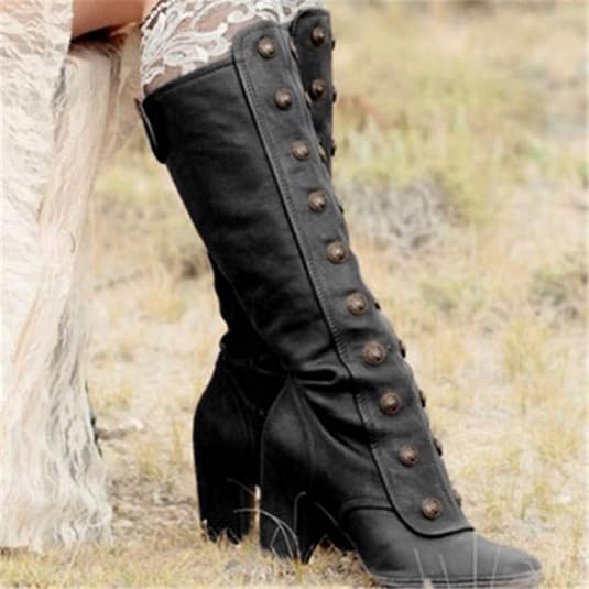 Stivali Sopra Il Ginocchio In Similpelle Scamosciata Per Donna – Tacco Alto, Suola Antiscivolo, Neri, Taglie 36-43, Perfetti Per L'inverno E L'equitazione - 4