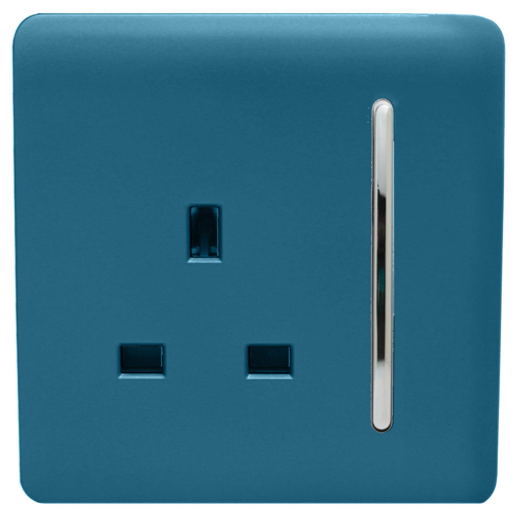 Trendi Switch 1 Gang 13 Amp Plug Socket - Ocean Blue - Size 1