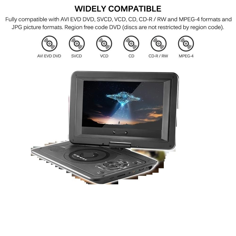 13,9 Pouces de Port USB de Lecteur DVD Portable écran pivotant à Rotation de 270 degrés
