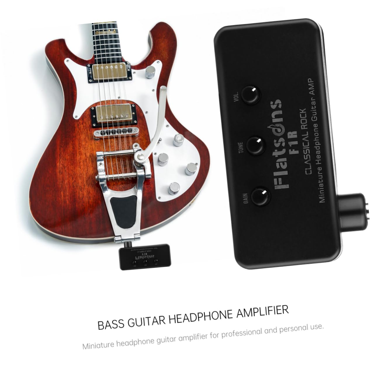 ibasenice Miniatur-gitarrenverstärker Mit Kopfhörer Kompakter Tragbarer Bass-gitarrenverstärker Gitarren Ukulelen Plug-and-Play Aus Hochwertigem Aluminium Und Abs-Kunststoff