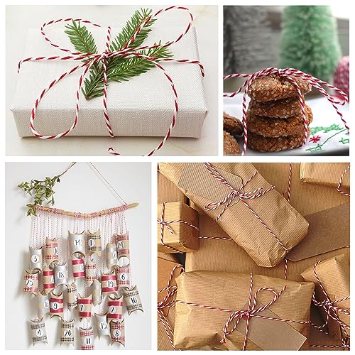 Leecogo Fio de Barbante de Natal, 3 Rolos, 984 Pés, Fio de Barbante de Algodão para Padeiros, Fio de