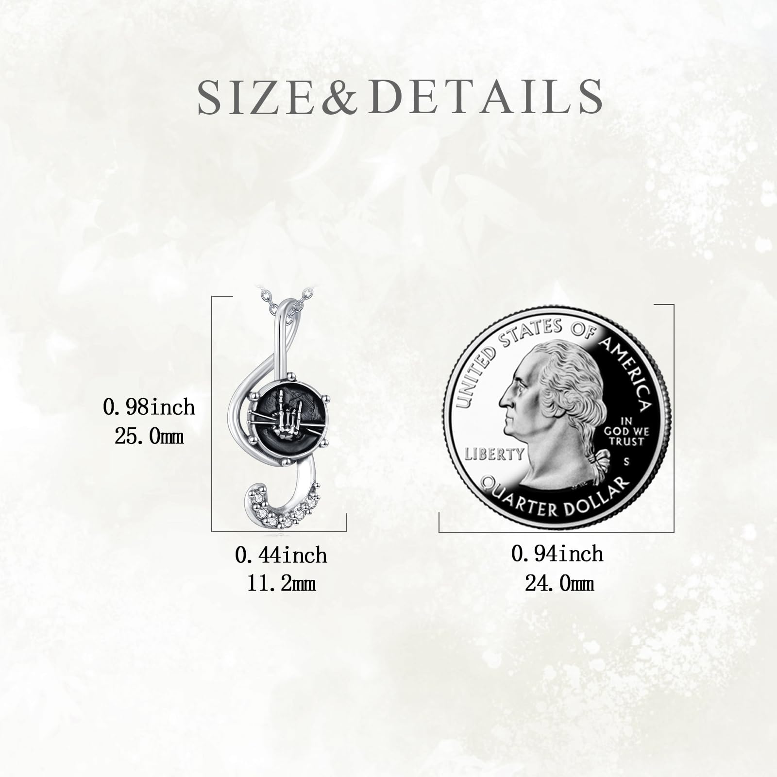 POPLYKE Sterling Silber Musik Anhänger Halskette Musikliebhaber Geschenke Schmuck für Frauen ihr