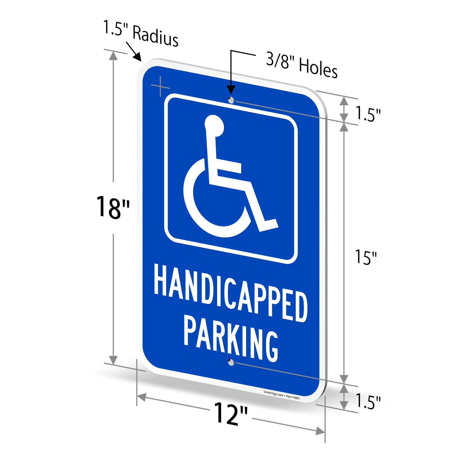 SmartSign Pack Of 4 Handicapped Parking Signs - 18"x12" Reflective Aluminum Composite (ACM), Engineer Grade