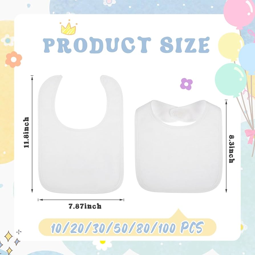 Amazon.com: Toulite 50 Pcs White Bibs for Baby Washable