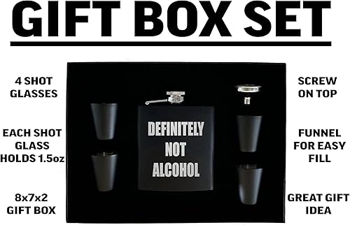 Miniatura 5 de Rogue River Tactical Divertido frasco de acero inoxidable sin alcohol, juego de regalo en caja de alta calidad, color negro mate, es un gran regalo