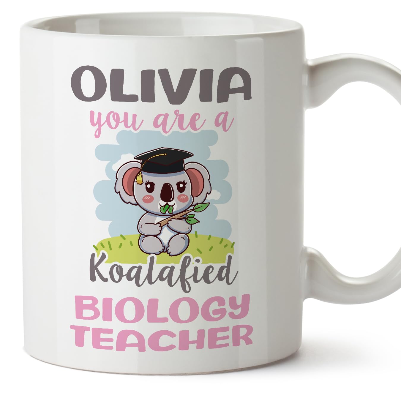 MUGFFINS Personalised Mug for Biology Teacher Woman - in English - Custom Koalafied - Funny Custom Gift for Colleagues - Ceramic 11oz Mug — image 1