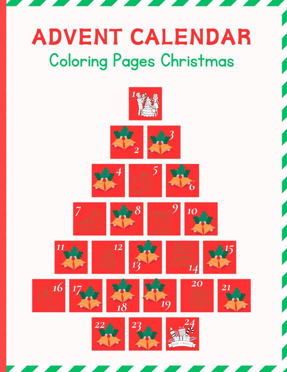 Christmas Advent Calendar with 24 Coloring Pages – Festive Countdown for Kids and Families – Holiday Craft Activity – Unique Gift Idea for Christmas Celebration