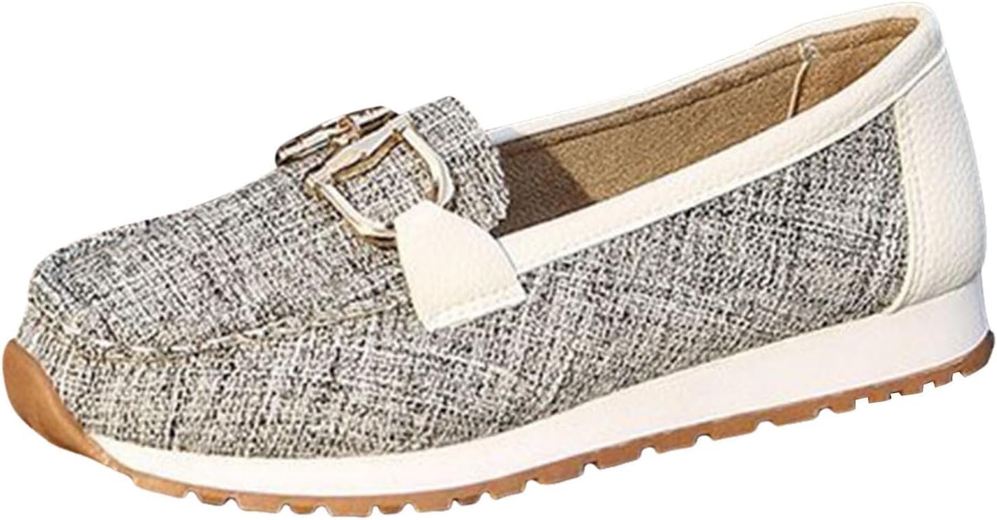 Loafers for Women Comfortable Penny Casual Loafers Business Non-Slip Fashion Retro Lightweight Work Loafer Slip On Shoes Classic Breathable Office Walking Shoes Orthopedic Sneakers for Women - Image 4