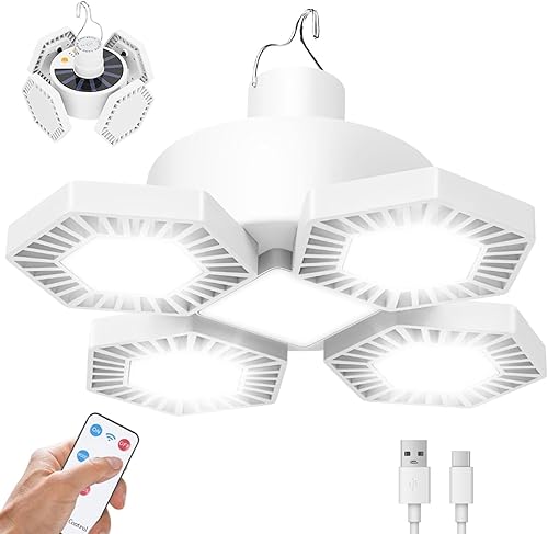 Luz solar USB para campamento con control remoto, linterna plegable recargable, iluminación de 360°, impermeable, luces colgantes para tienda de