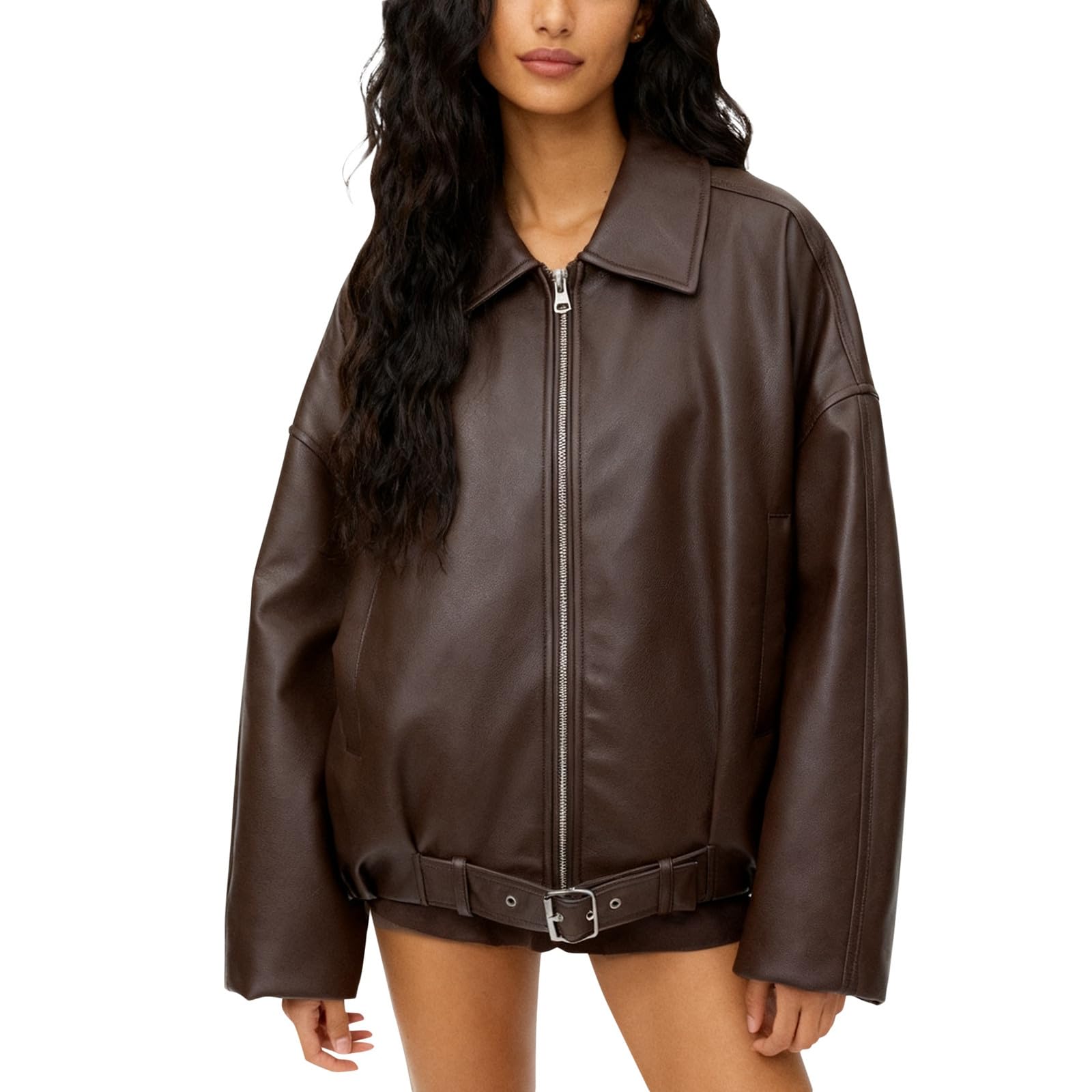 Générique Damen-Strickjacke – Trenchcoat für Damen, modisch, kurz, Softshell, leicht, schick, langärmlig, lässig, kurz, Motorrad-Sweatshirt, für Frühling, Sommer und Herbst
