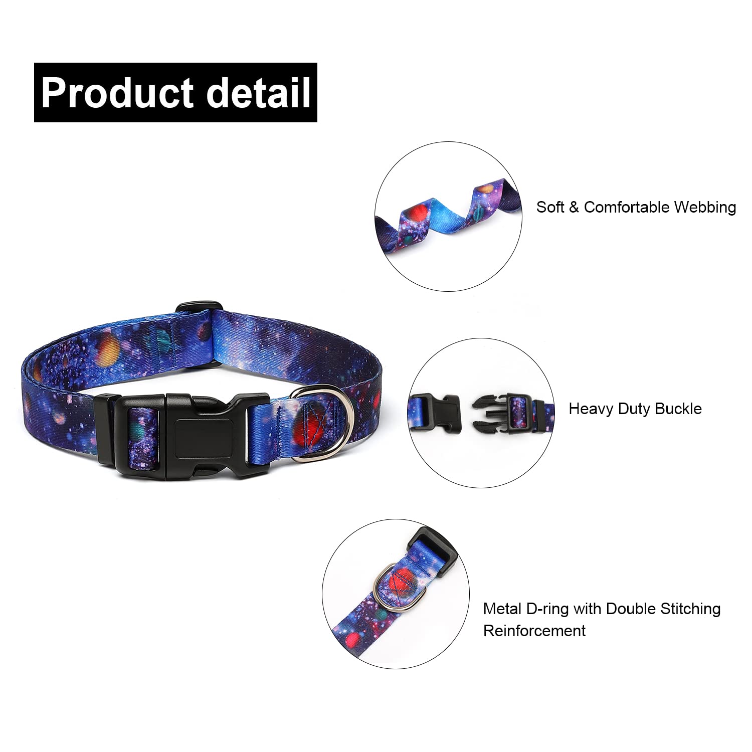 Adjustable Dog Collar with Patterns, Ultra Comfy Soft Nylon Breathable Pet Collar for Small Medium Large Dogs (L, Floral Orange) — view 16