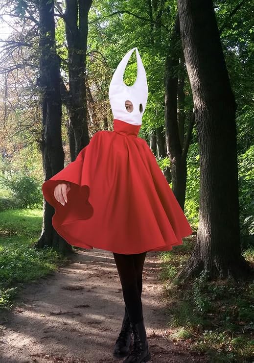 C-ZOFEK Adventure Game Mask Hood Cape Gothic Red Cloak Christmas Cosplay Costume (Red (Adult))