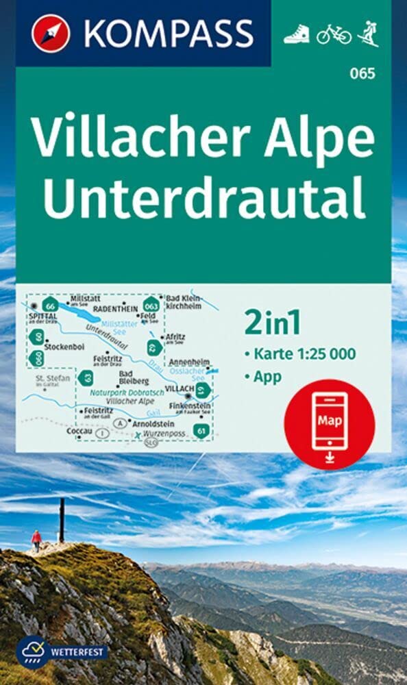 Villacher Alpe, Unterdrautal: 2in1 Wanderkarte inklusive Karte zur offline Verwendung in der KOMPASS-App. Fahrradfahren. Skitouren.: 065