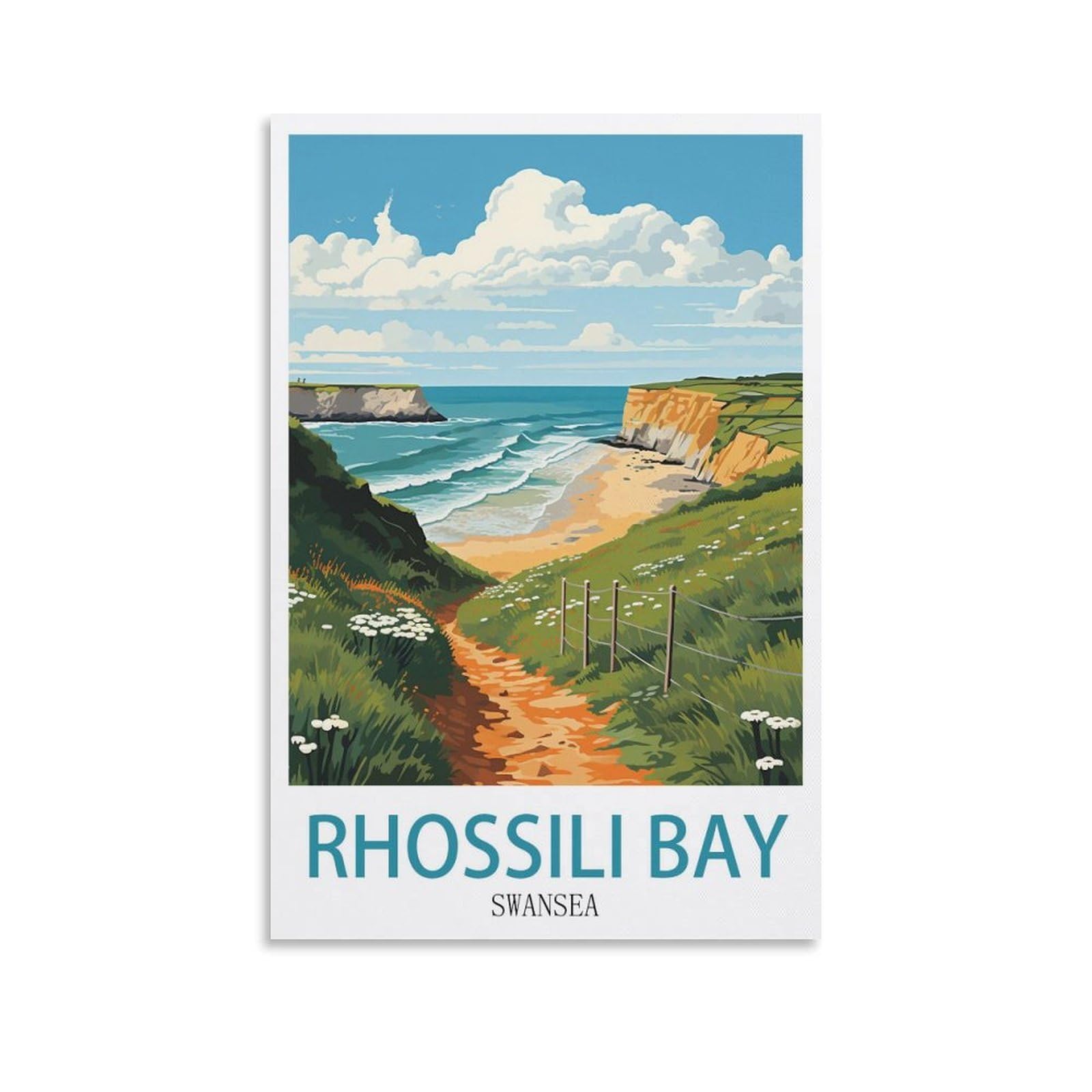 EZMLFA Diamond Painting Kits for Adults,Rhossili Bay Swansea DIY Diamond Painting Art Kit for Beginners Home Wall Decor Arts and Craft Kits for Adults Kids 30x40cm