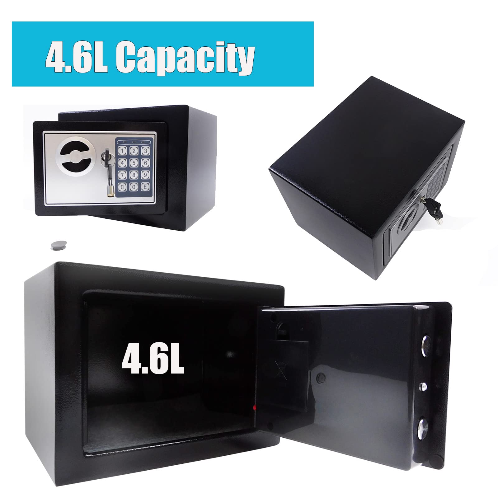 Cassaforte DONAU Tech 4,6 Litri - Manuale, Per Mobili O Parete, Con 2 Chiavi, Nero