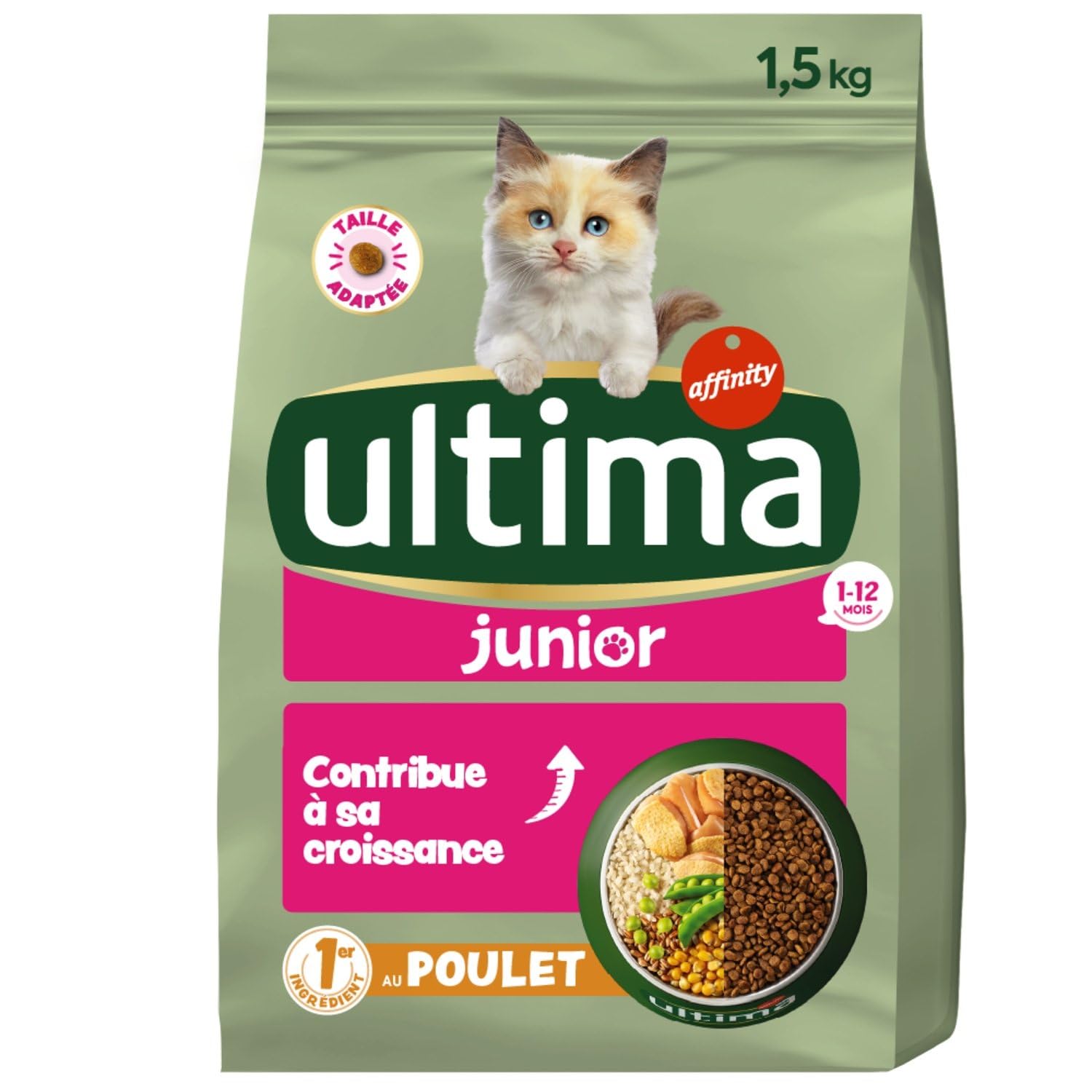 générique Ultima – Croquettes Equilibrées pour Chatons Stérilisés, Saveur Poulet, Texture Croquante (1,5 kg) - Le Lot De 3