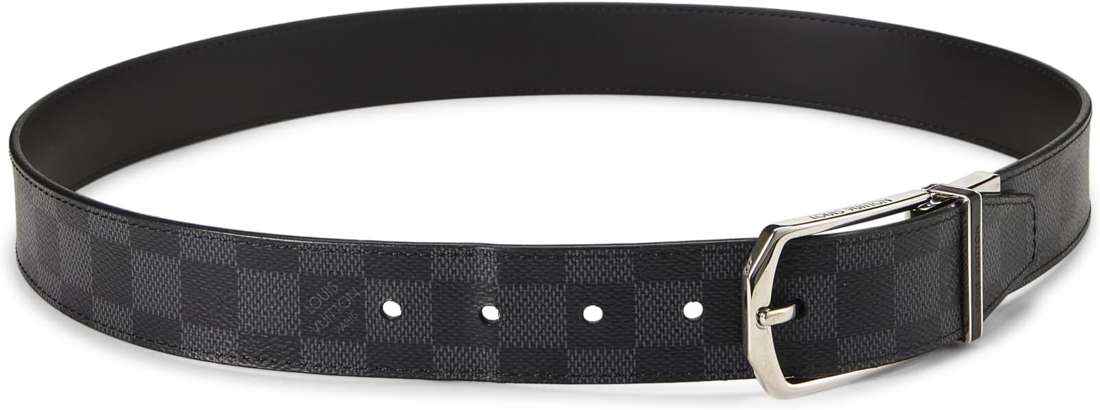 Pre-loved Black Damier Graphite Slender Reversible Belt 90, Black