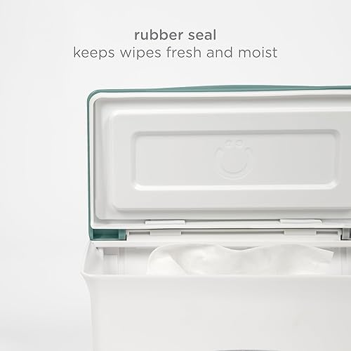 Miniatura 4 de Ubbi Dispensador de toallitas para bebés con placa pesada y sello seguro, guardería y registro de bebé esencial para mantener las toallitas frescas