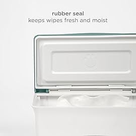 Ubbi Baby Wipes Dispenser with Weighted Plate and Secure Seal, Nursery and Baby Registry Essential to Keep Wipes Fresh, Open Water