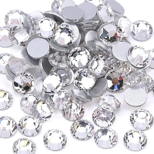 qiipii 2880pcs SS20 5mm Silver Clear Flatback Rhinestones Bulk Glass Gems