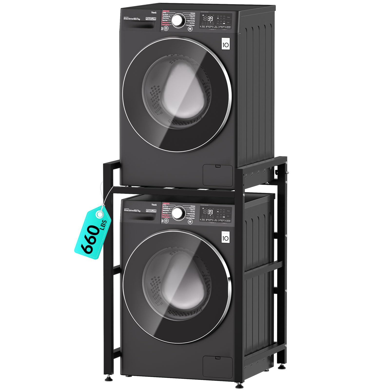 Lumenox Black Washer Dryer Stand Stacking Kits,3 Level Height Adjustable Tumble Dryer Stand, Stacking Kit Load Capacity 300Kg For Tumble Dryers And Dishwashers