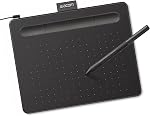 Wacom Intuos Small Graphic Drawing Tablet, Includes Training and Software; 4 Customizable Express Keys Compatible with Chromebook Mac Android & Windows, Photo/Video Editing, Design & Education, Black