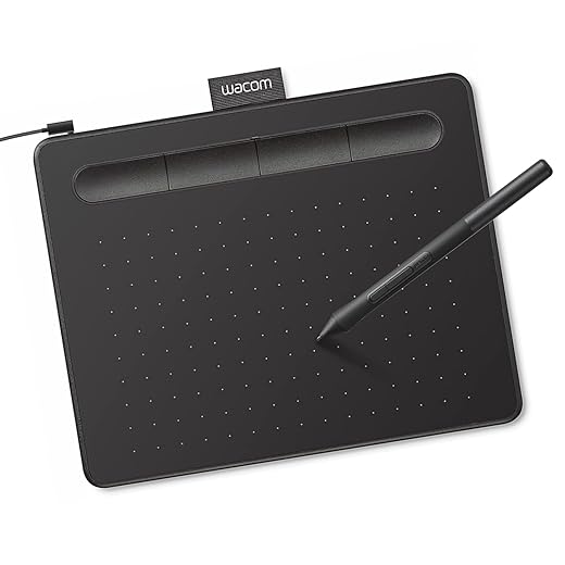 Wacom Intuos Small Graphics Drawing Tablet, Portable For Teachers, Students And Creators, 4 Customizable ExpressKeys 4096 Pressure Sensitive Pen, Compatible With Chromebook Mac OS Android And Windows