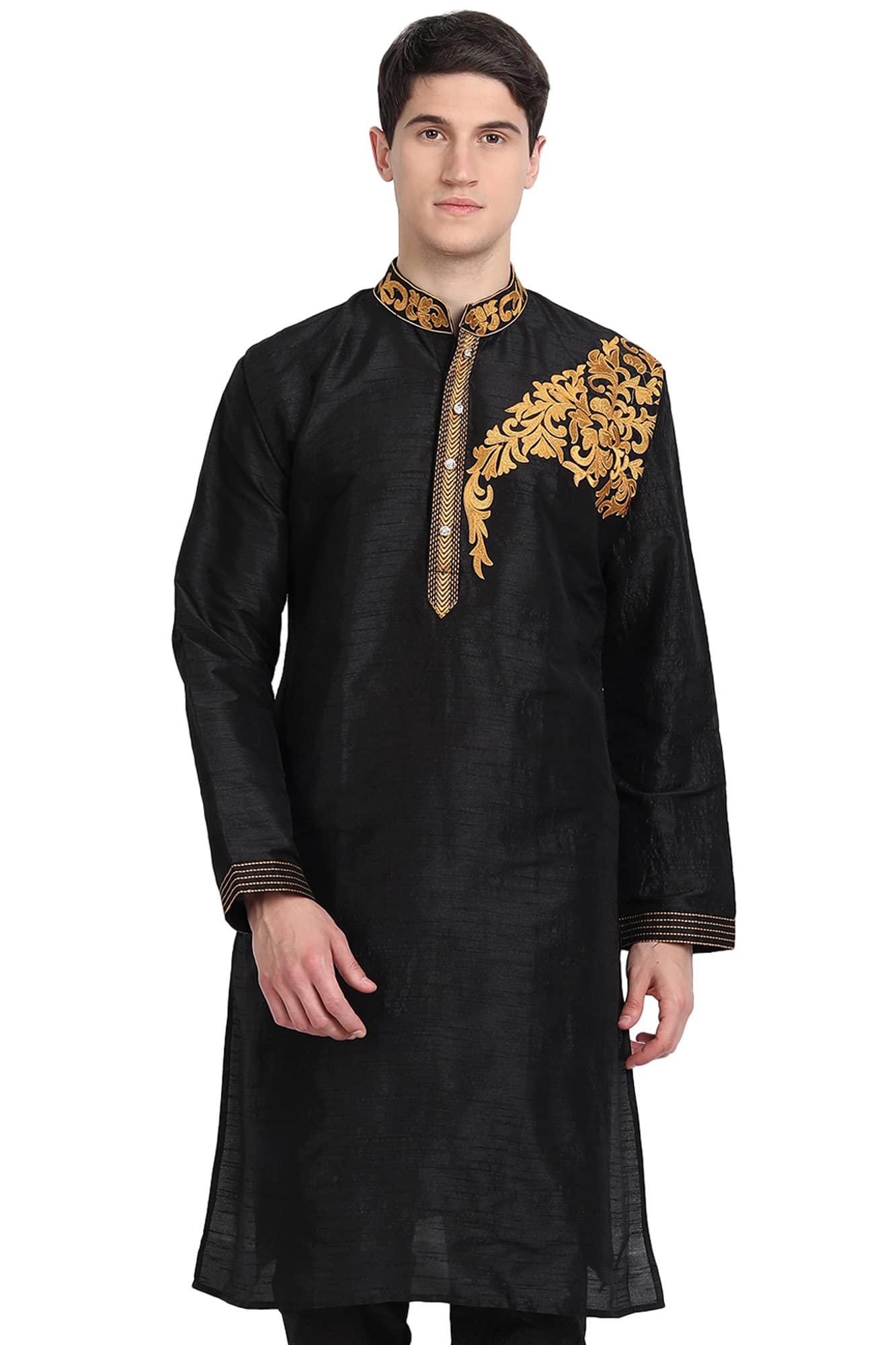 SKAVIJMen's Polyester Thread Work Regular Kurta