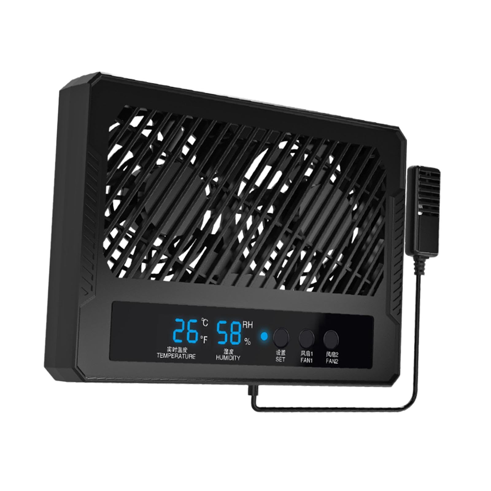 Ventilatore per Terrari con Display Intelligente, Termometro E Igrometro