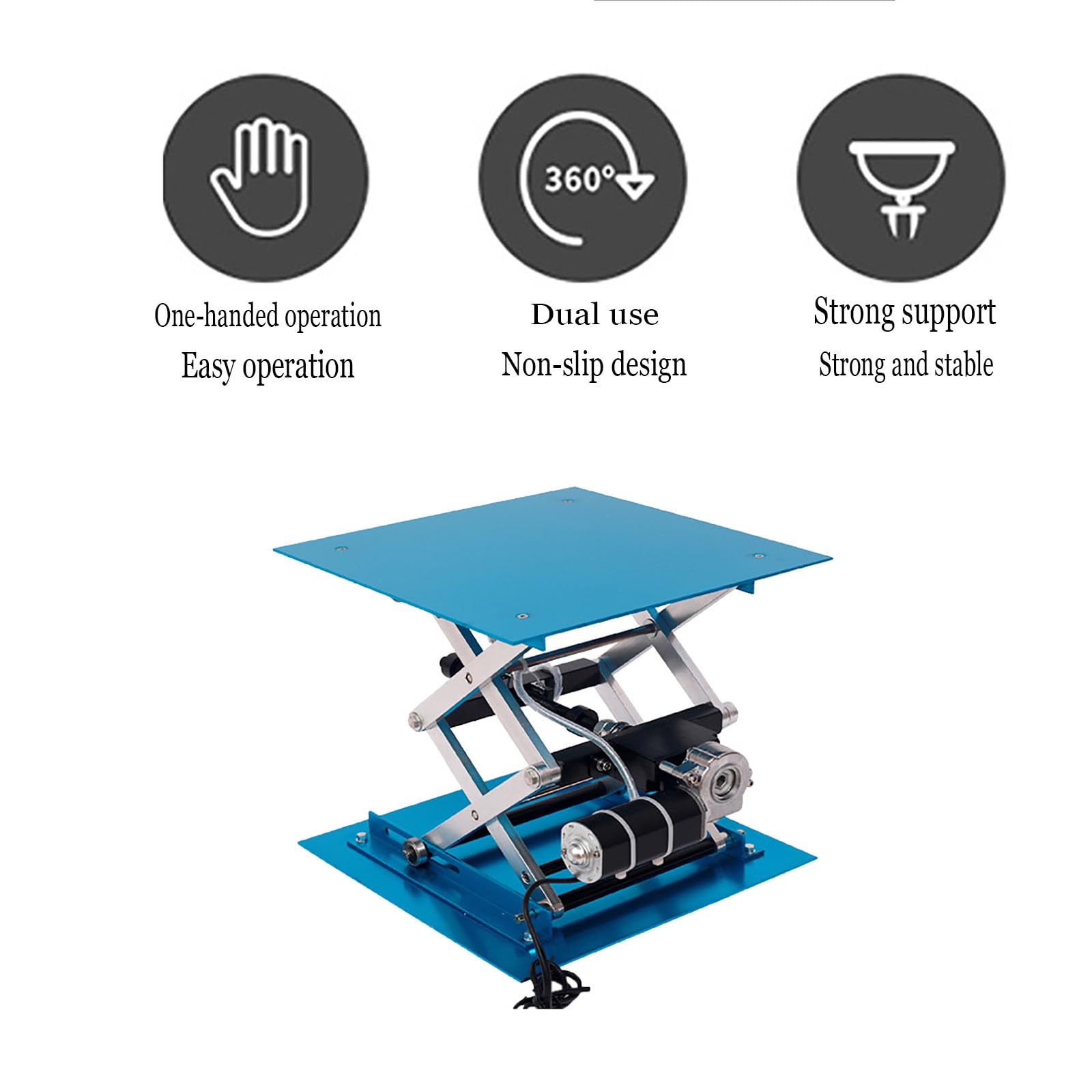 Elevador eléctrico, plataforma de elevación de laboratorio con control remoto, rango de altura 90-365 mm, tamaño de 250 x 250 mm, capacidad de 30 kg, velocidad de elevación de 22 s, ideal para