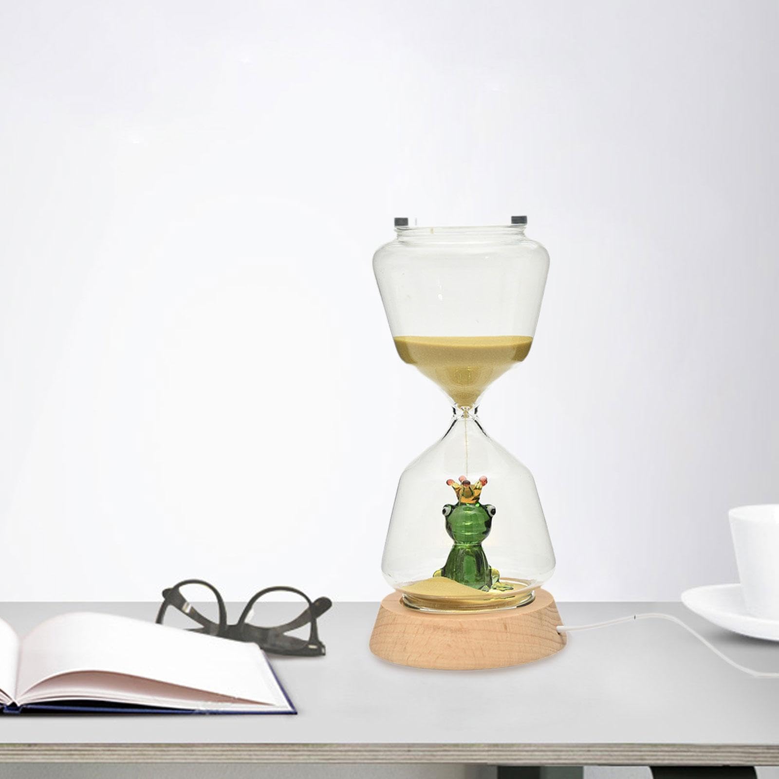 Reloj de Arena con Luz Y Forma de Estatua de Rana Decorativa Navideña de