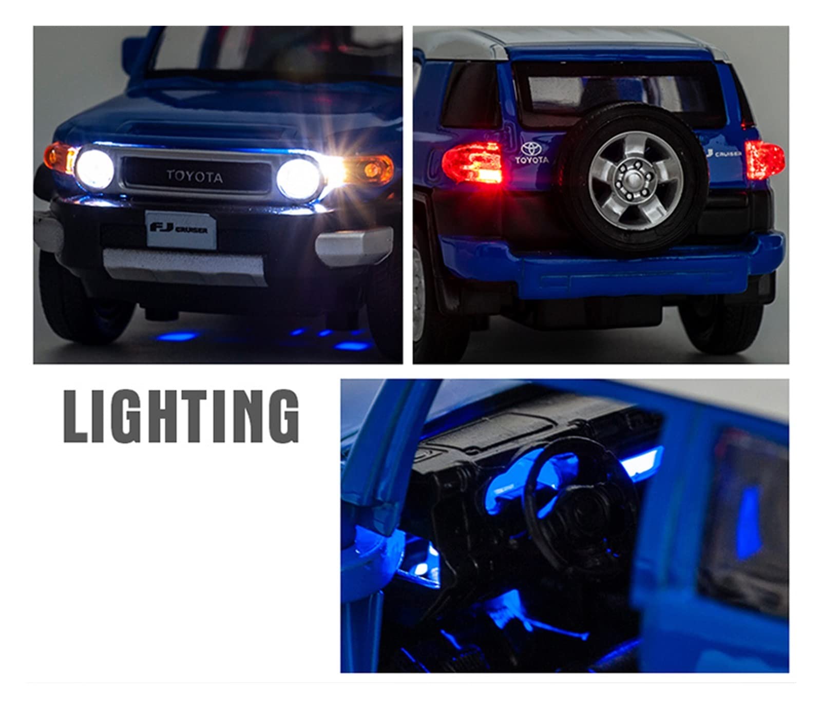 Veicoli a Motore in Scala 1:32 Para TOYOTA FJ Cruiser Aleación De Simulación Todoterreno Modelo De Coche Fundido A Presión Sonido Ligero Vehículo De Juguete Modello di Auto Replica ( Color : Black )