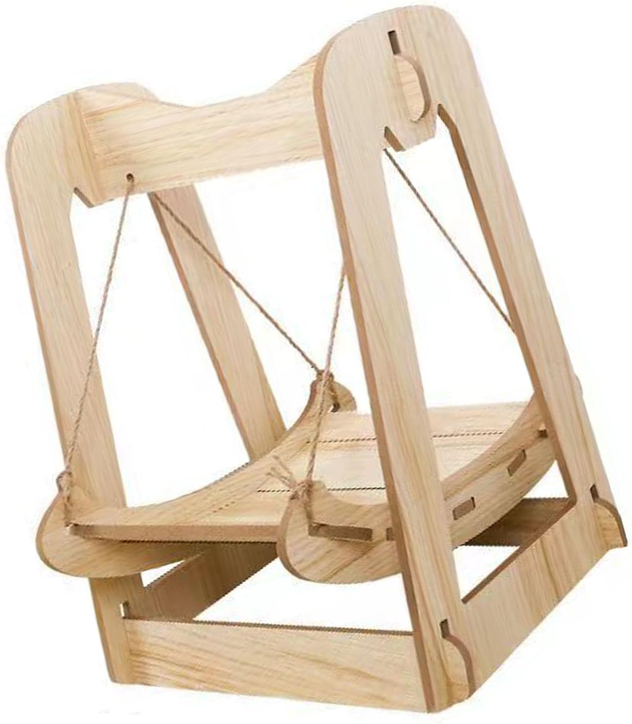 FILFEEL Wooden Cat Swing Hammock Stable Quiet Scratch Bite Hanging Cat Bed for Pets