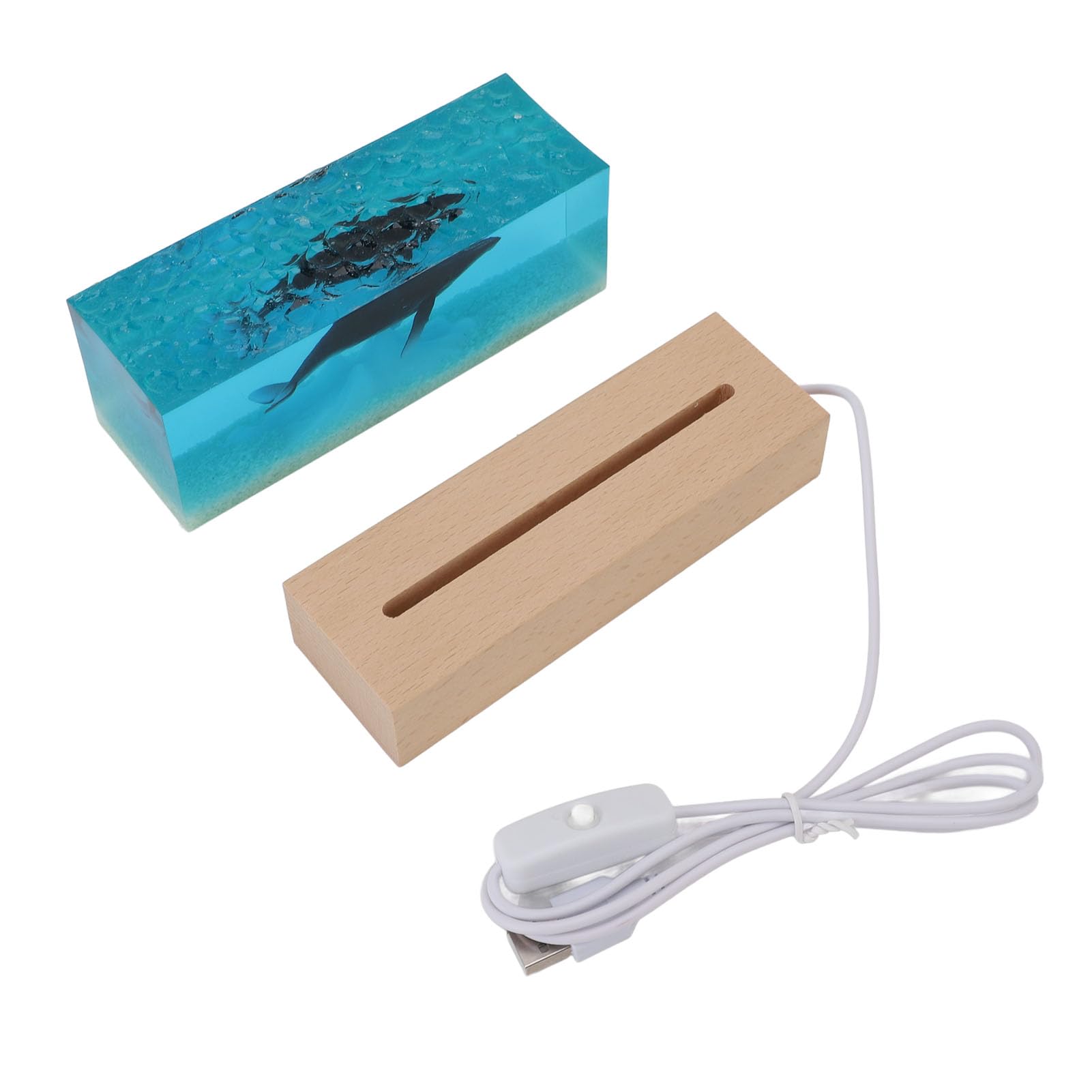TOPINCN Kunstharz-Ozean-Nachtlicht, Handgefertigte Unterwasserwelt mit Buckelwalen, Eisige Meereslandschaften, USB-betriebene LED-Schreibtischlampe für Schlafzimmer-Dekoration,