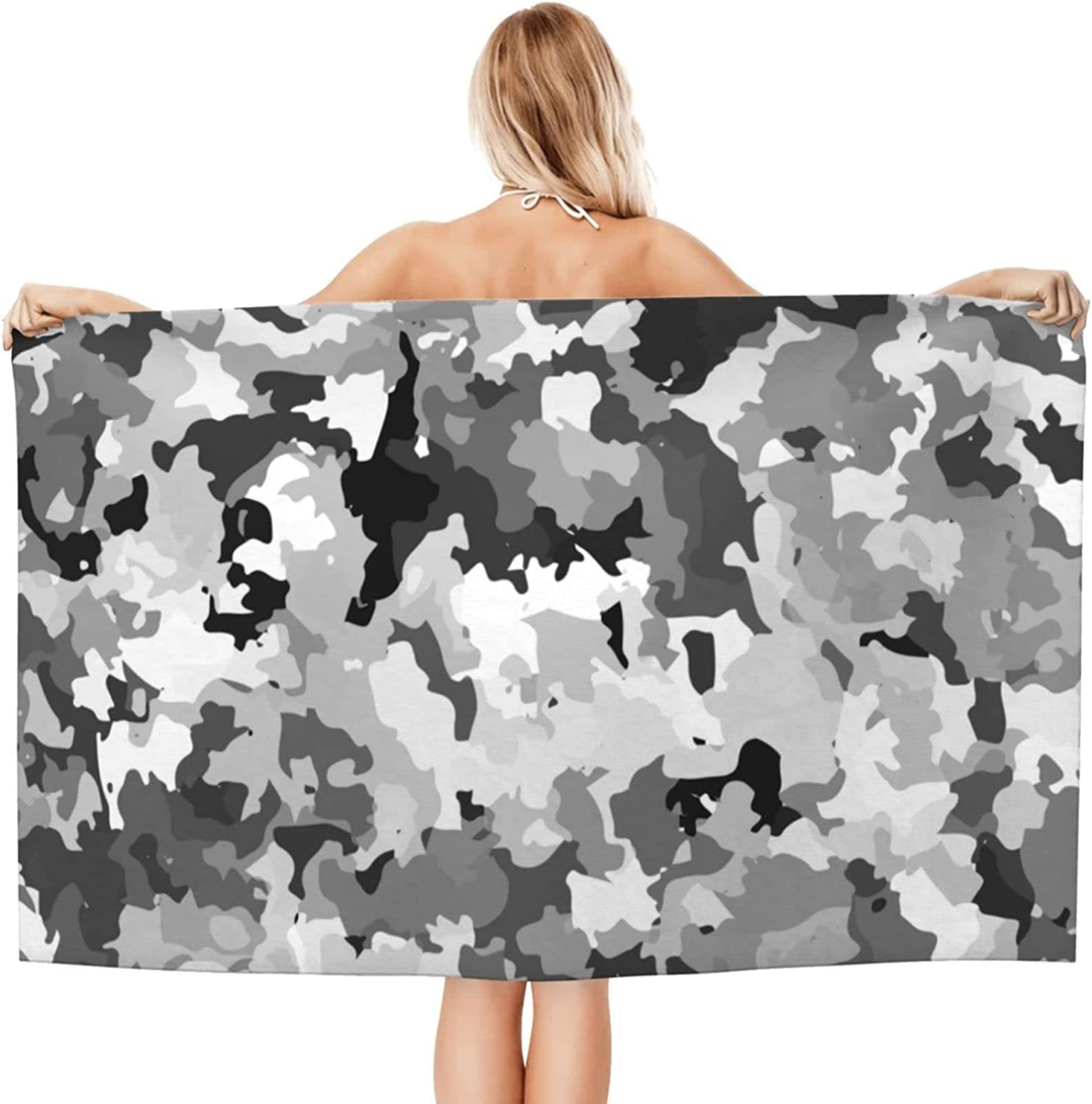 KATATI Camuffare Telo Mare Grande, Microfibra Asciugamano da Spiaggia, Teli Mare Camuffare, Asciugatura Rapida Antisabbia Adulti Teli Mare per Nuoto Campeggio 3D Telo Mare 150x200 cm