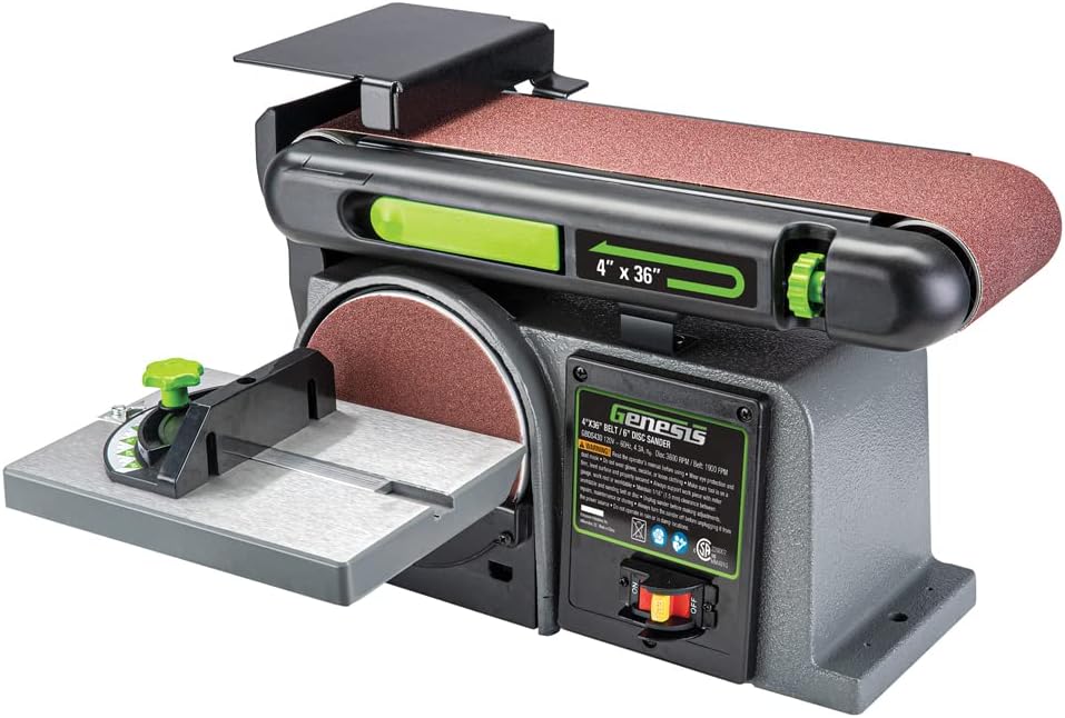 Genesis 4.3 Amp 4 in. x 36 in. Belt 6 in. Disc Combination Sander with Cast Iron Base and Miter Gauge GBDS430