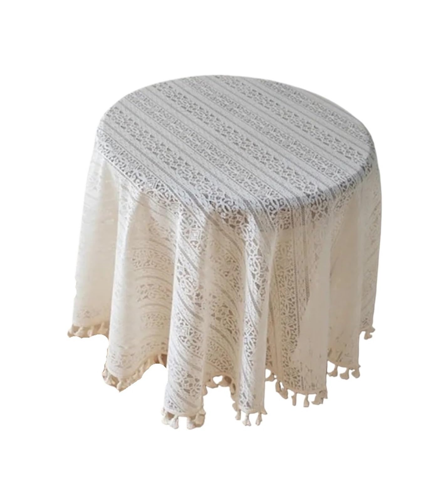 ZHSOAO Round Tablecloth Lace Pastoral Hollow Coffee Dinning Table Cloth Shooting Background Mat for Cafe(Diameter 90cm)