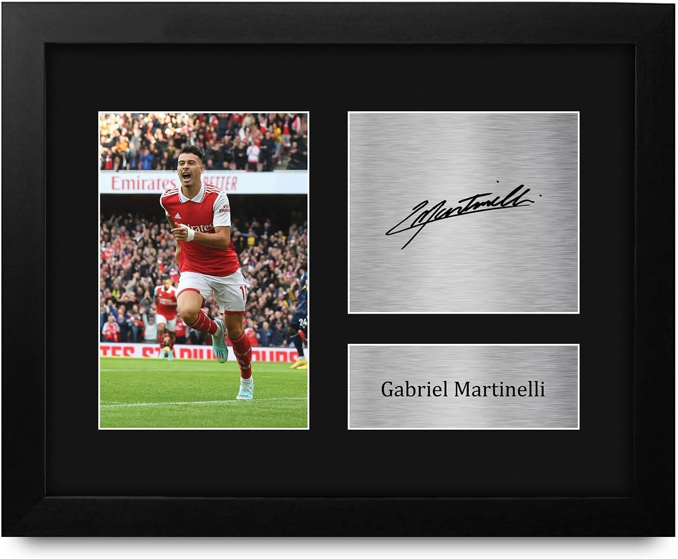 HWC Trading Gabriel Martinelli Arsenal Gifts Printed Signed Autograph Picture for Soccer Fans and Supporters - US Letter Framed (ID-007916)