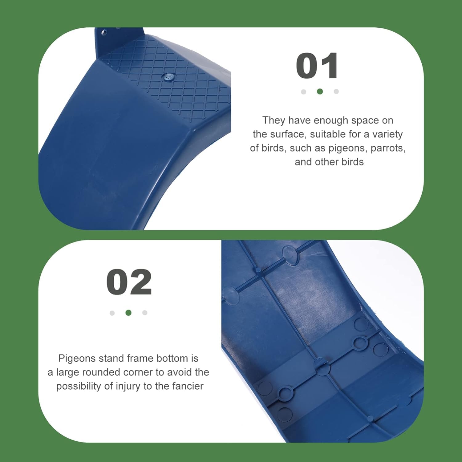 Supporto per colomba, 10 pezzi, supporto per colomba verde in plastica, per piccoli piccioni, posatoi per uccelli, posatoi antiscivolo, supporto per abitazione per uccelli, accessori per gabbie