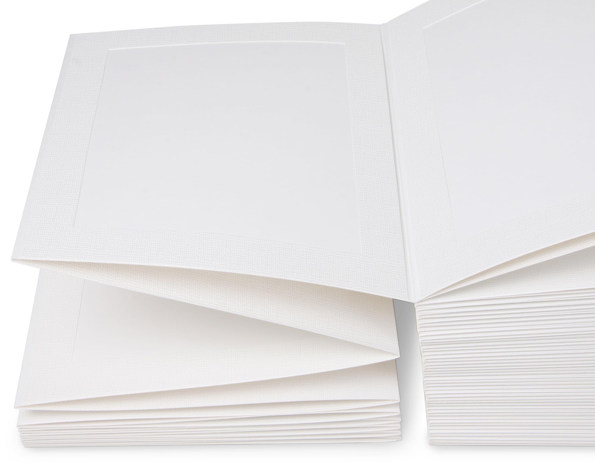 100er Block Leporello, Träger aus Offsetpapier und Fotomaske in Leinen weiß für Bilder im Format 10 x 15 cm, Endlosleporello
